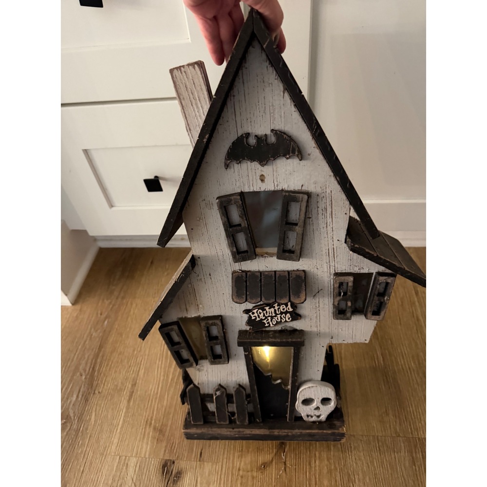 NBC Trading Goth Halloween Haunted House Decor Black White Wood Distressed Large